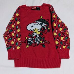 Peanuts Snoopy & Woodstock Red Christmas Sweater, 18M